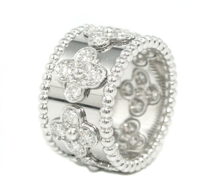 Van Cleef & Arpels Perlee Diamond Clover Alhambra Ring #52/ US6