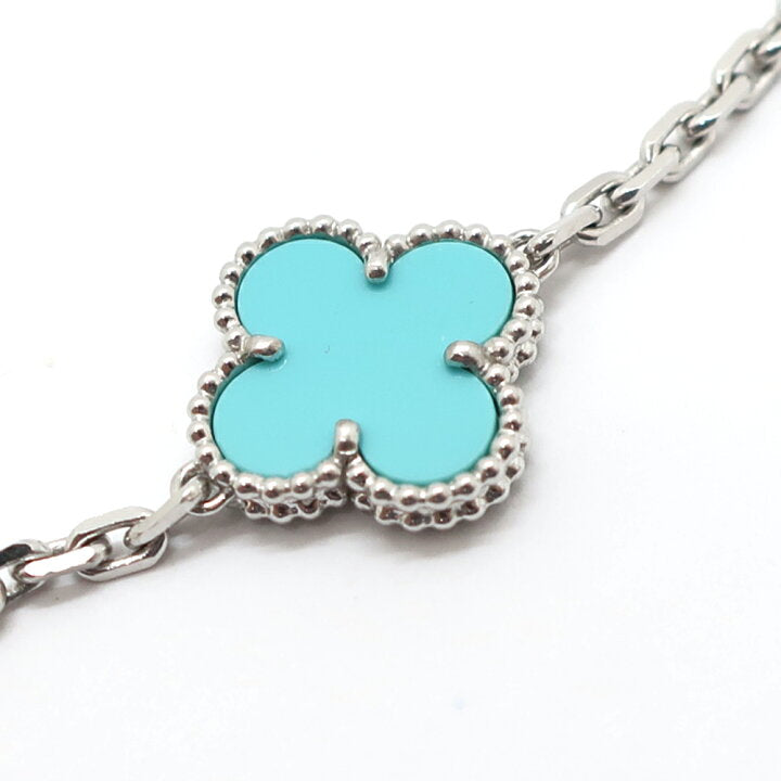 Van Cleef & Arpels Turquoise Vintage Alhambra 18KT White Gold Necklace