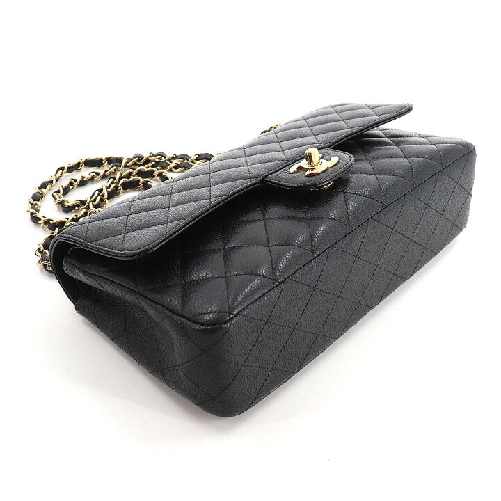 CHANEL Caviar Medium Gold Hardware Double Flap Bag