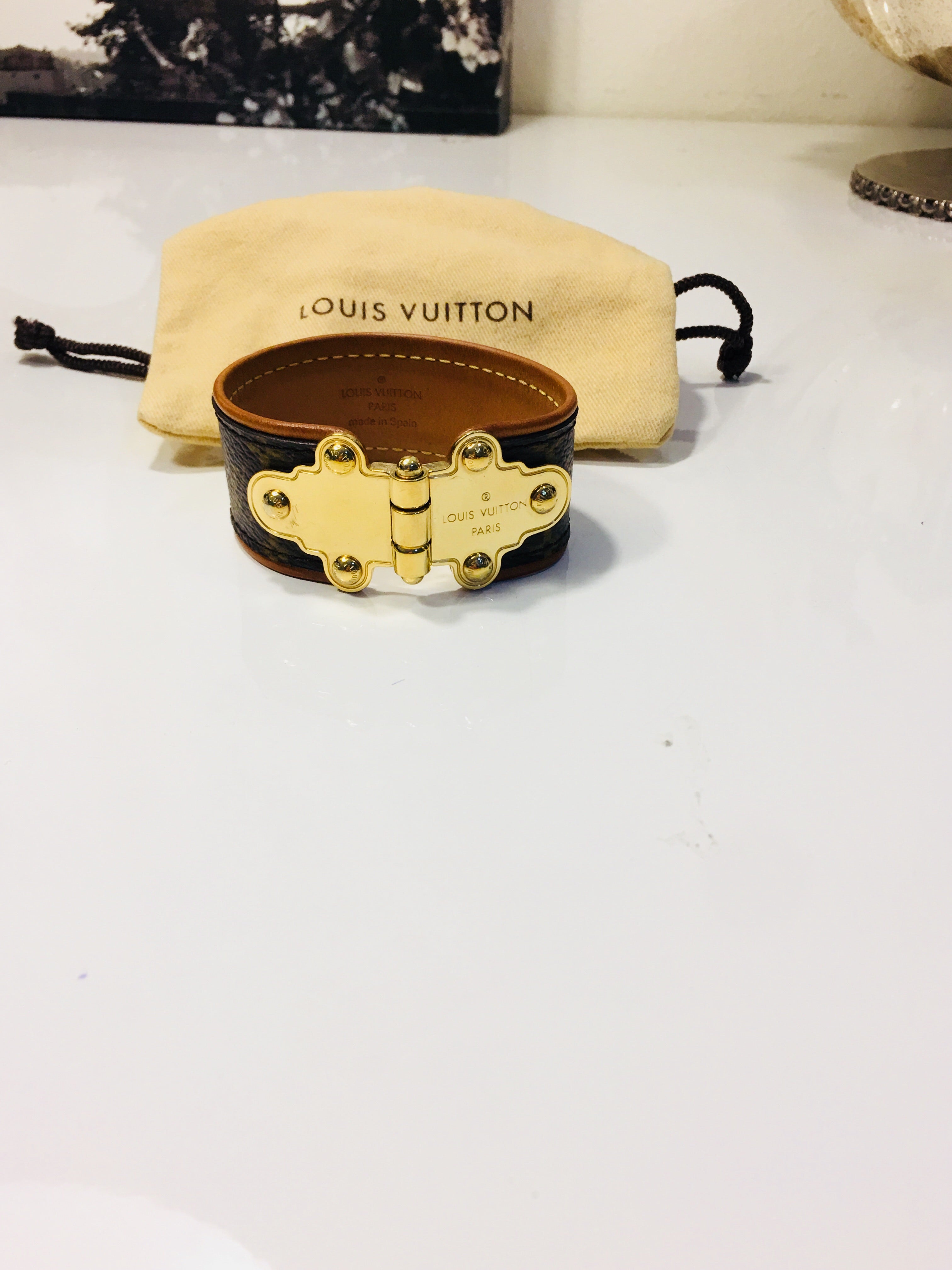 Louis Vuitton Save It Monogram Leather Bracelet