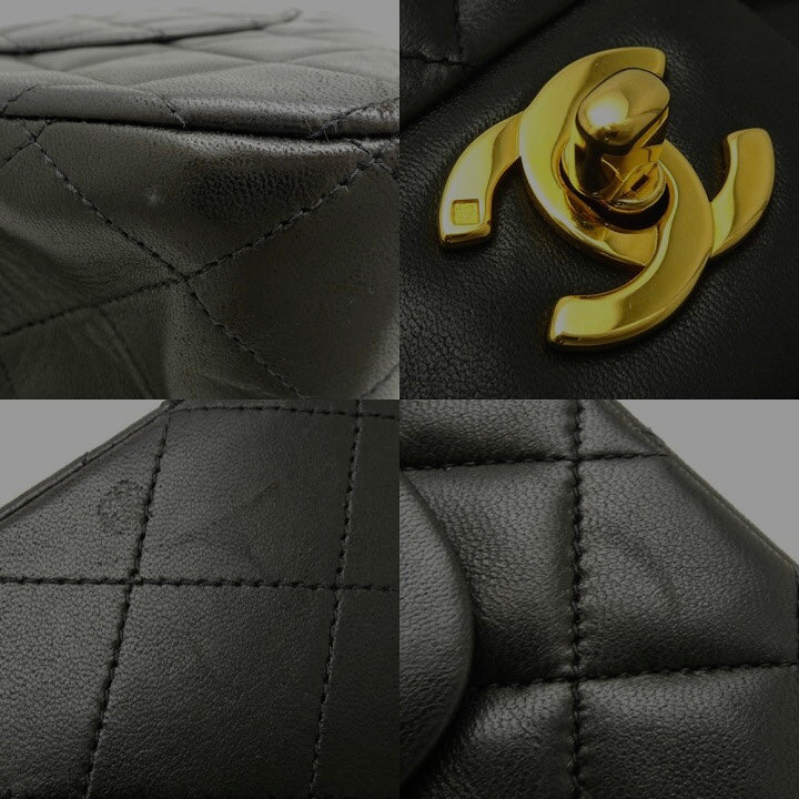 CHANEL Black Lambskin Medium Double Flap GHW