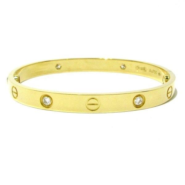 Cartier 4P / Half Diamond 18KT Yellow Gold Love Bracelet #17