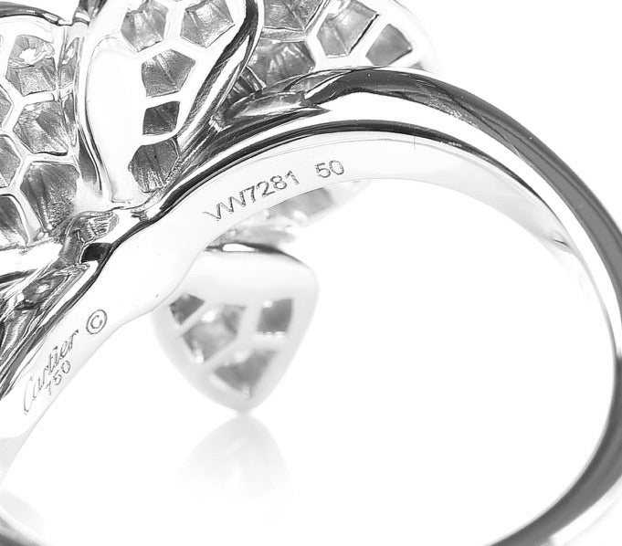 Cartier Diamond Large Caresse D’Orchidees Flower Ring Size 49/ 5