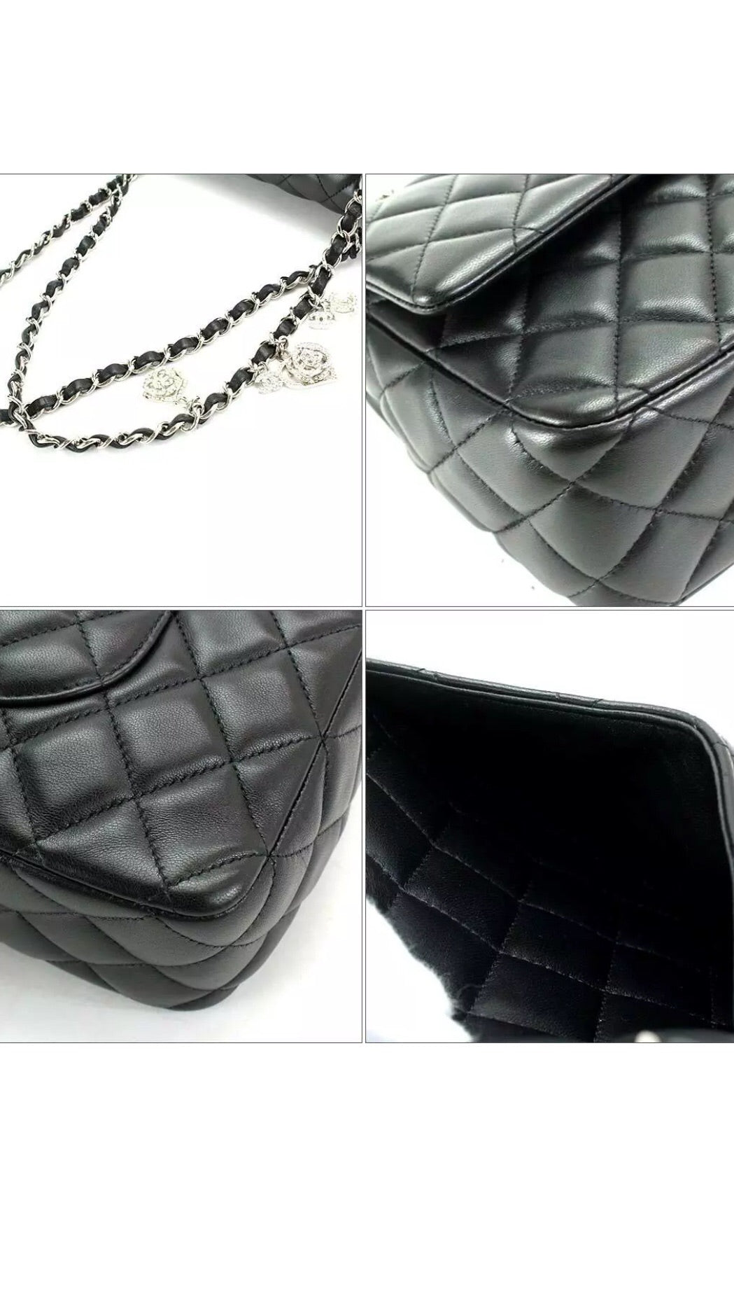 CHANEL CC Embellishments Double Flap Black Caviar Handbag