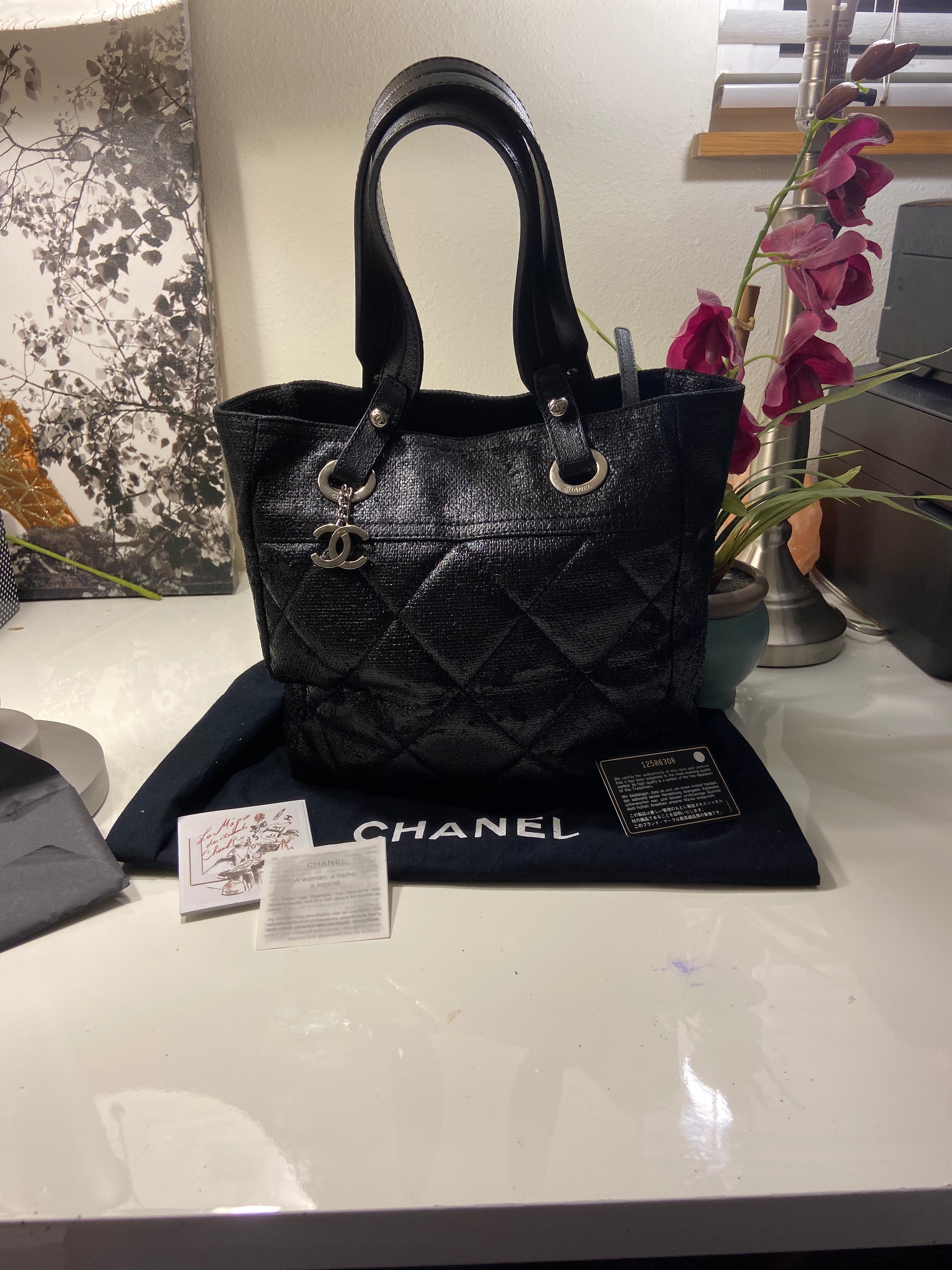 CHANEL Black Medium Paris Biarritz Tote Handbag