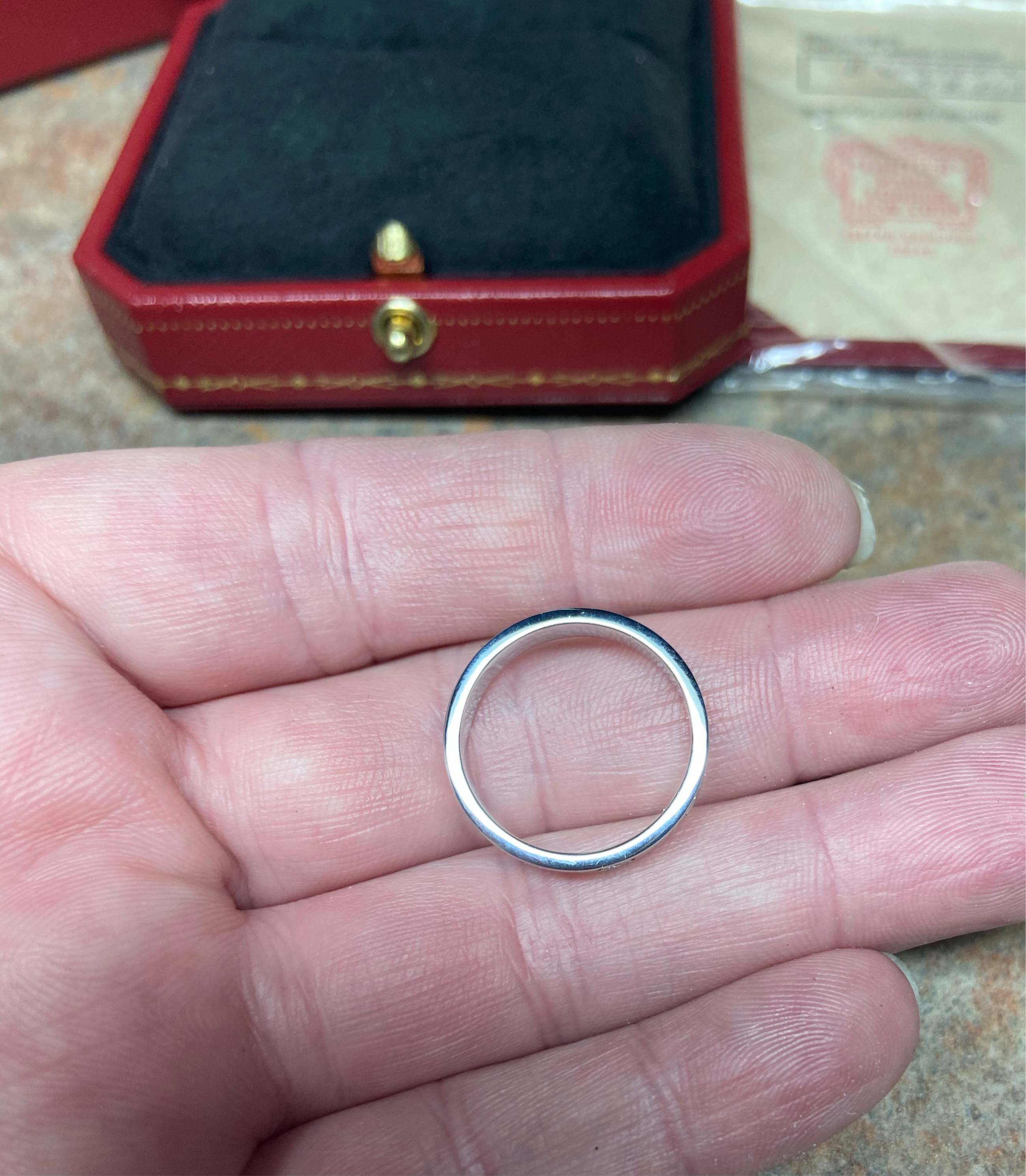 Cartier 1P Diamond 18KT White Gold Wedding/Mini Love Ring #52/ US 6