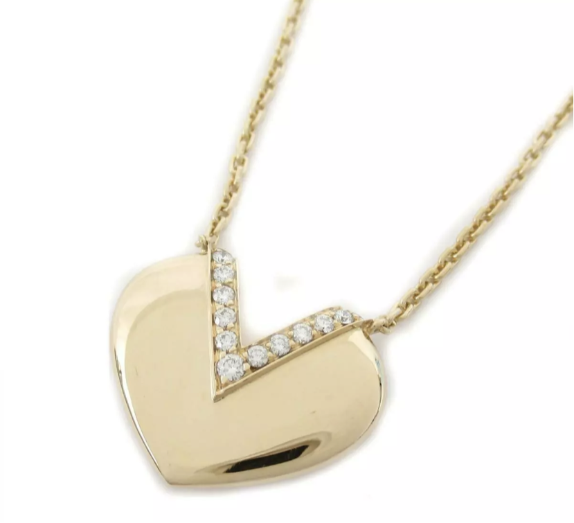 Louis Vuitton Diamond V Heart 18KT Rose Gold Necklace