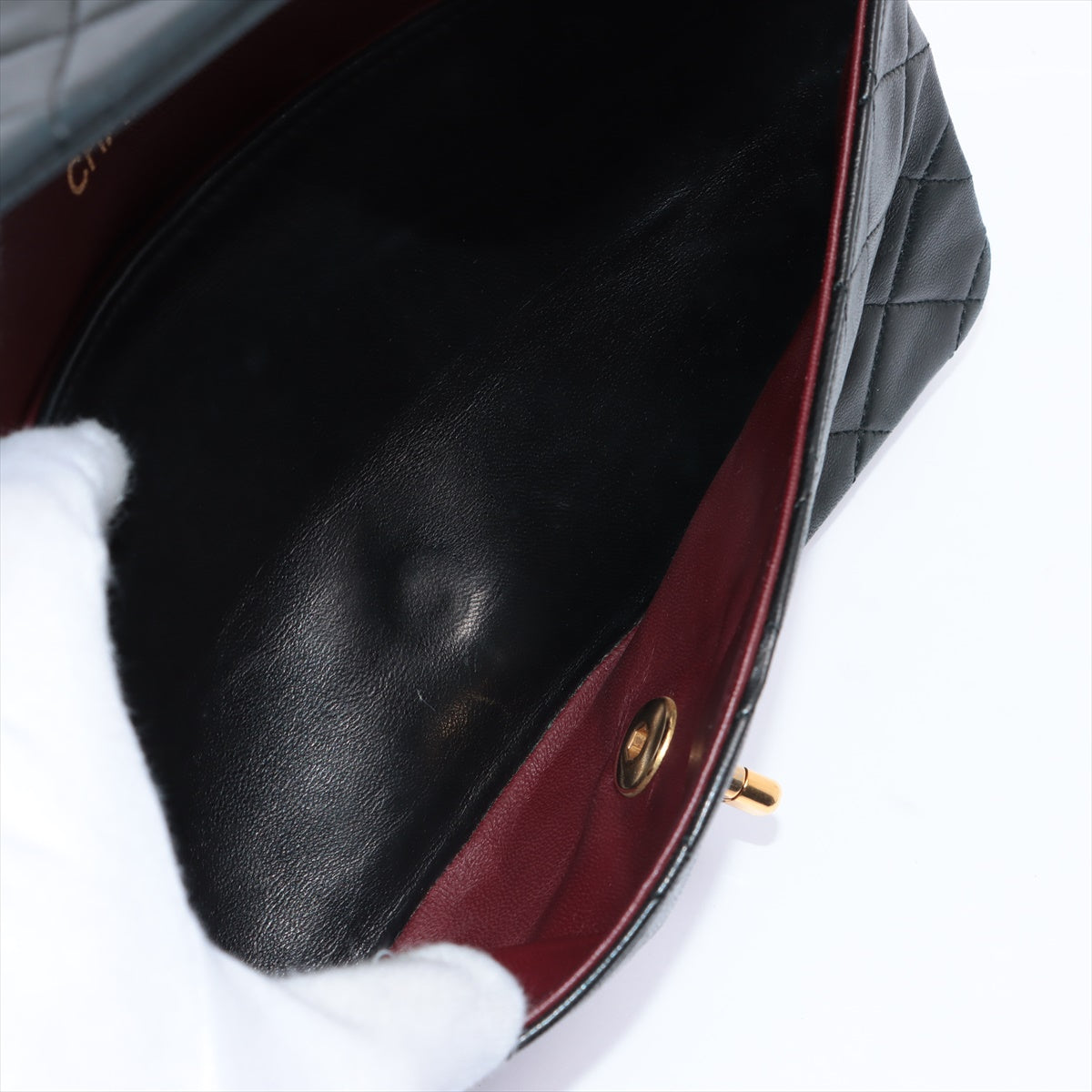 CHANEL Black Lambskin 25 Double Flap Handbag