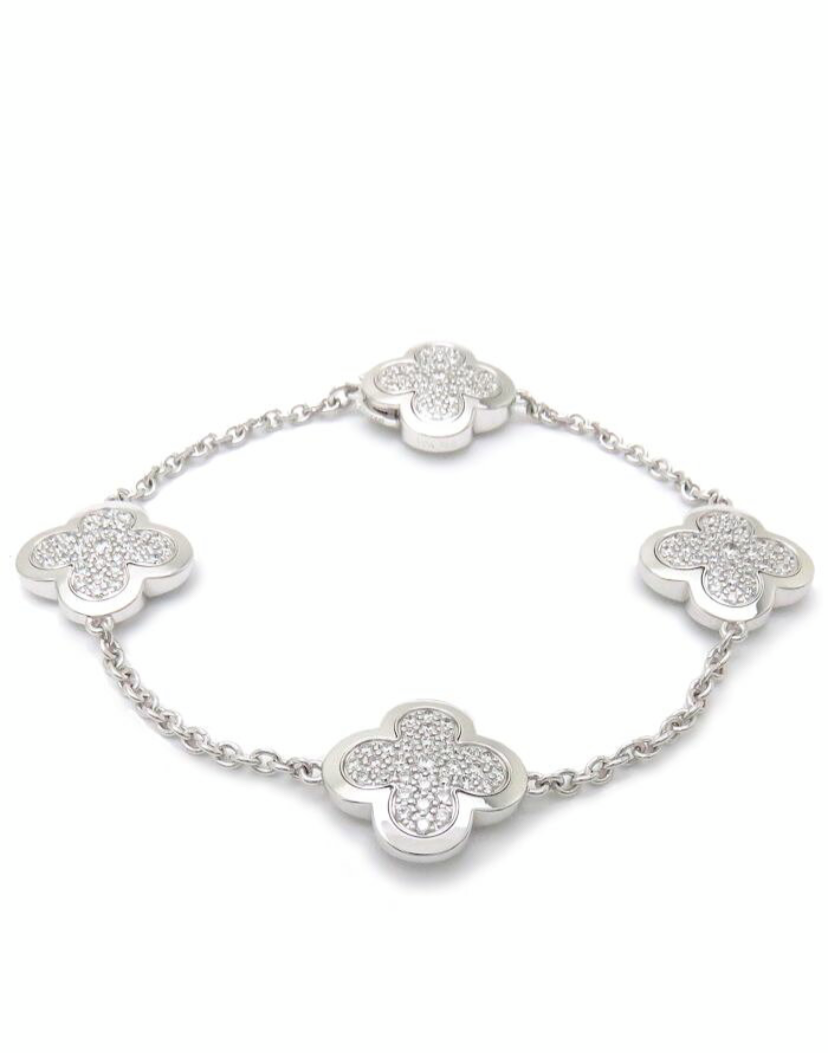 Van Cleef & Arpels Pure Alhambra Diamond Paved 18KT Gold Bracelet