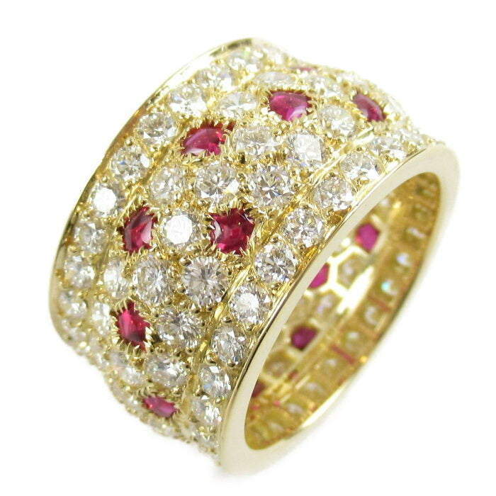 Cartier Nigeria Diamond Paved Ruby 18KT Yellow Gold Ring Size 57