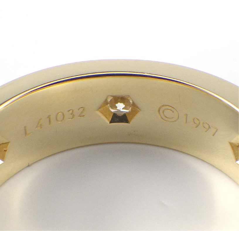 Cartier 6P Full Diamond 18KT Yellow Gold Love Ring #51/ US 5.5