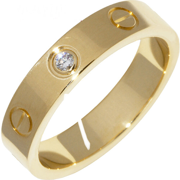 Cartier 1P Diamond Wedding Yellow Gold Love Ring Size 5