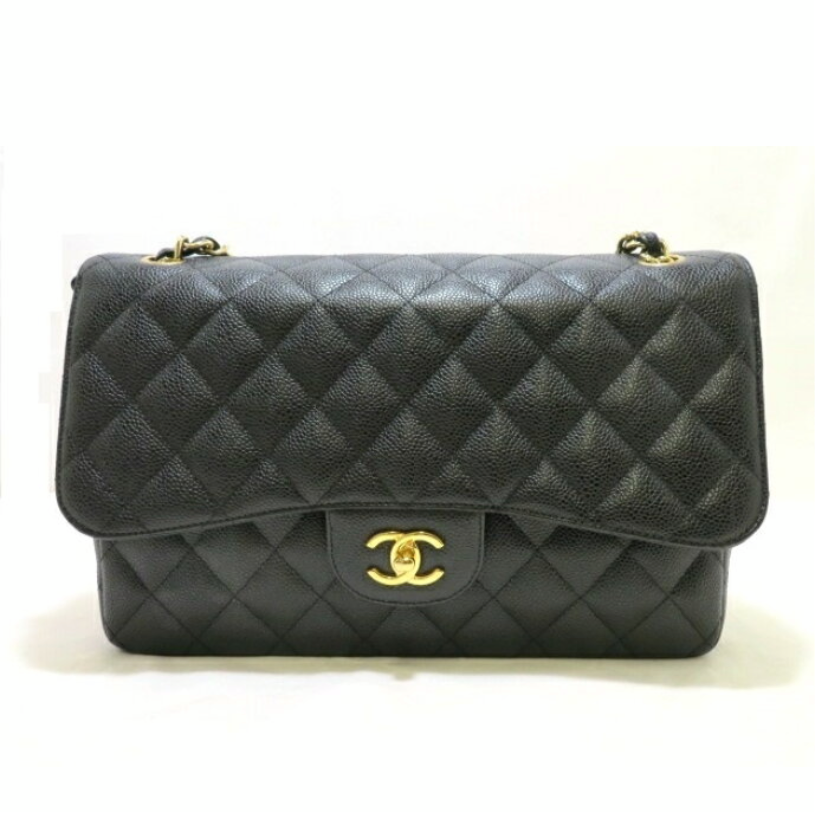 CHANEL Black Caviar GHW Double Flap Bag
