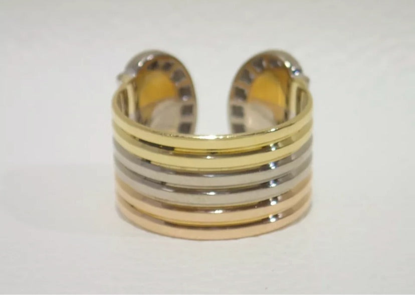 Cartier Diamond Double 2C de Trinity 18KT Gold Ring Size 5
