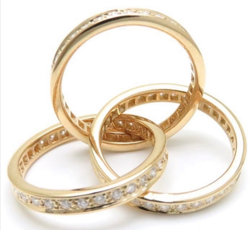 Cartier Diamond-Paved Trinity Rolling Ring, 18KT Yellow Gold