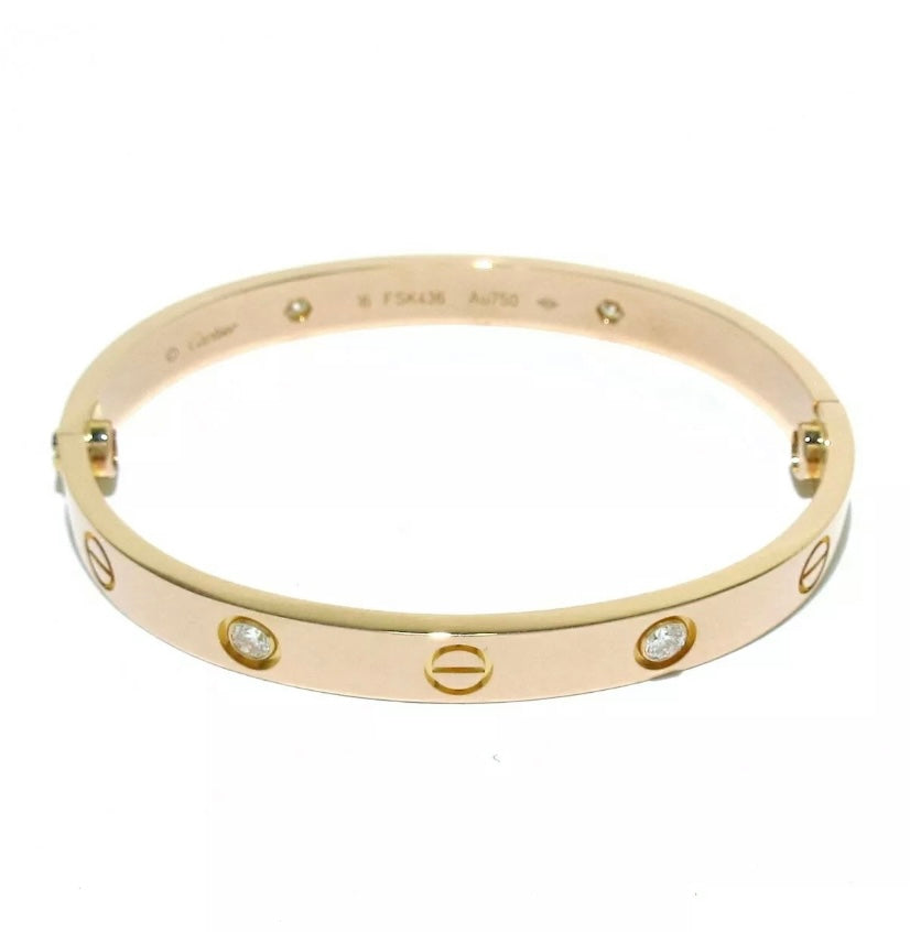 Cartier 18KT Rose Gold 4 Diamond Love Bracelet #16