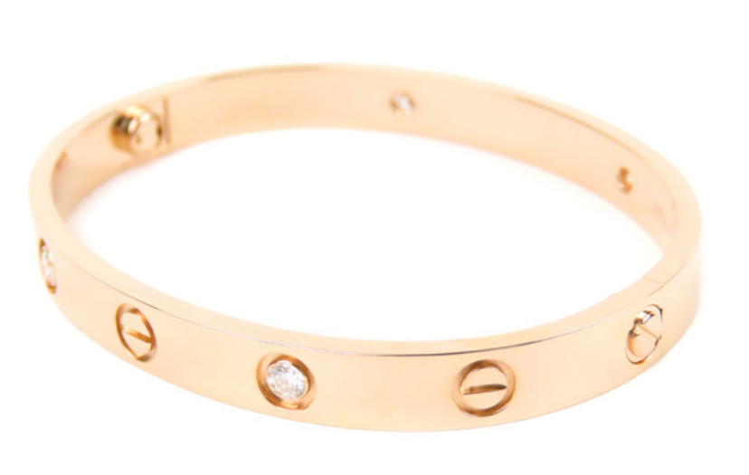Cartier 4P Half Diamond 18KT Rose Gold Love Bracelet #16