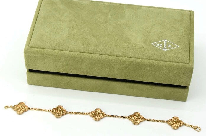 Van Cleef & Arpels Rose Gold Vintage Alhambra 5-Motif Bracelet