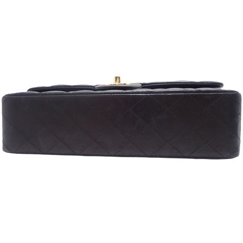 CHANEL Black Quilted Lambskin Double Flap 25 Shoulder Handbag