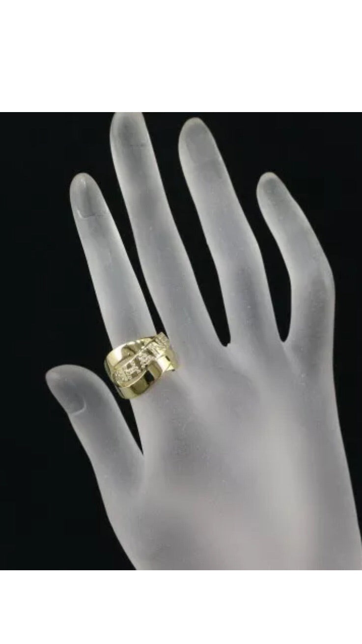 CHANEL 18KT Gold & Diamond Bullock Ring Sz 5.5