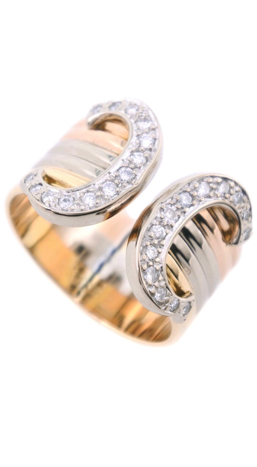 Cartier Wide Double 2C de 18KT Trinity Gold Ring #55/ US 7