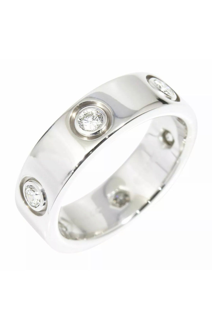 Cartier Full Diamond 18KT Gold Love Ring Size 5.75