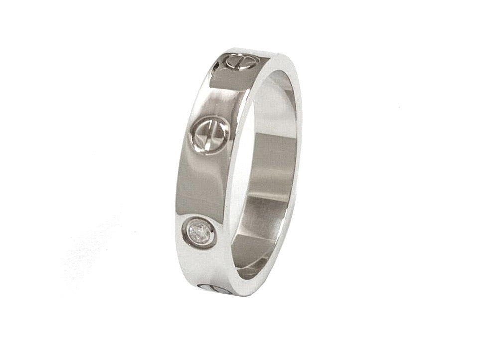 Cartier 1P Diamond Mini Wedding Love Ring 18KT White Gold #53