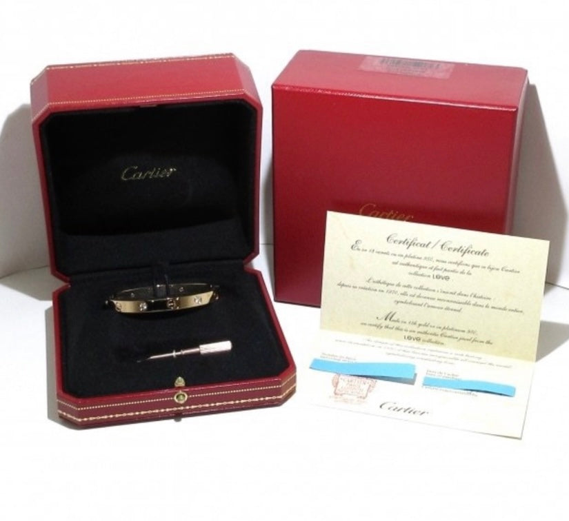 Cartier 4 Diamond 18KT Rose Gold Love Bracelet