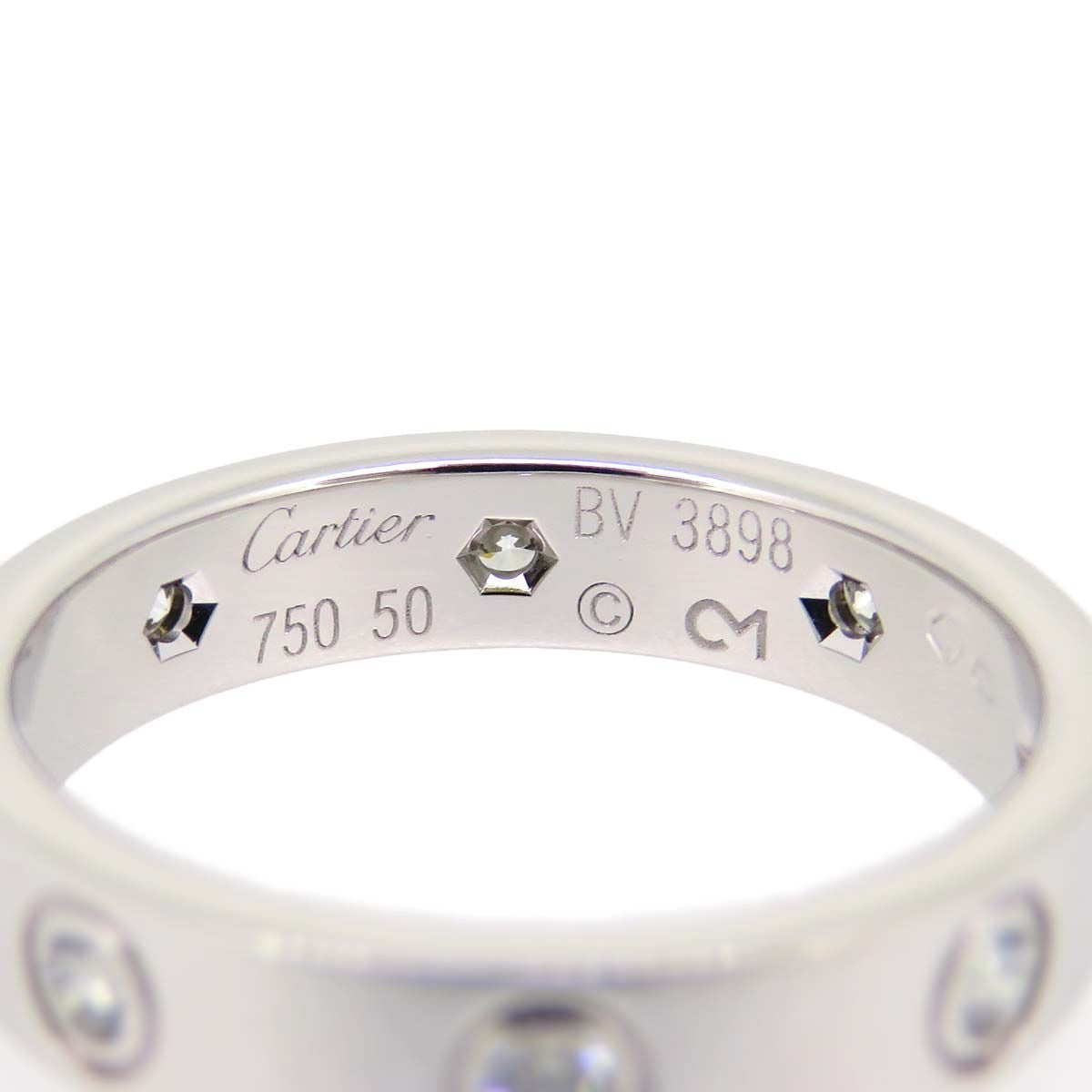 Cartier 8P Full Diamond Mini Wedding Love Ring 18KT White Gold #50/ 5