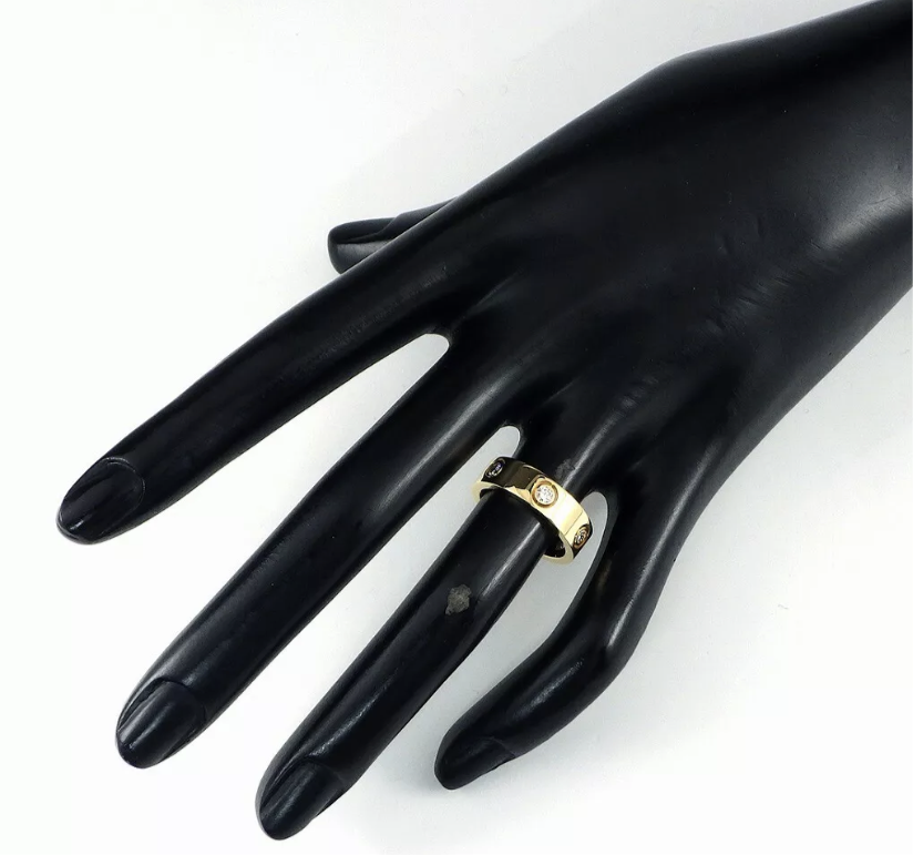 Cartier 6P Full Diamond 18KT Yellow Gold Love Ring #51/ US 5.5