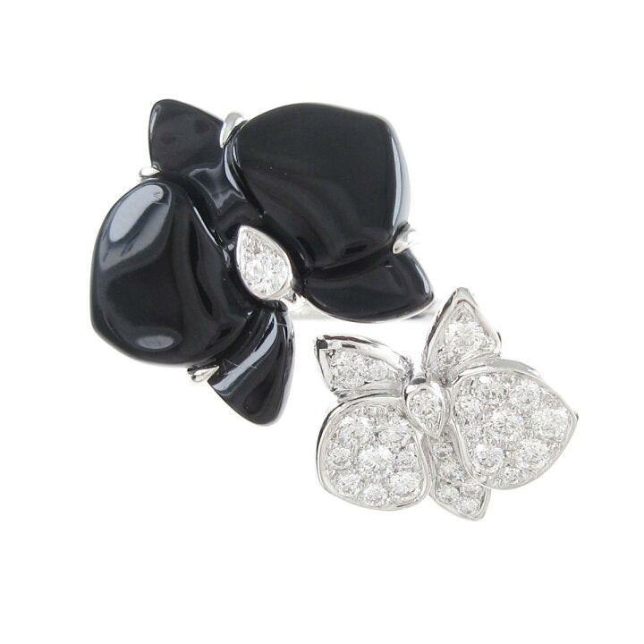 Cartier Diamond Caresse D’Orchidees Onyx White Gold Ring Size 50/ 5