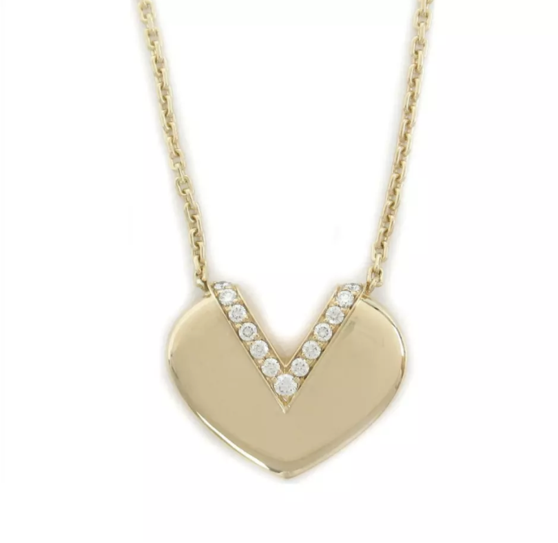 Louis Vuitton Diamond V Heart 18KT Rose Gold Necklace