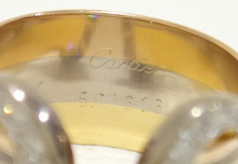 Cartier Diamond Double 2C de Trinity 18KT Gold Ring Size 5
