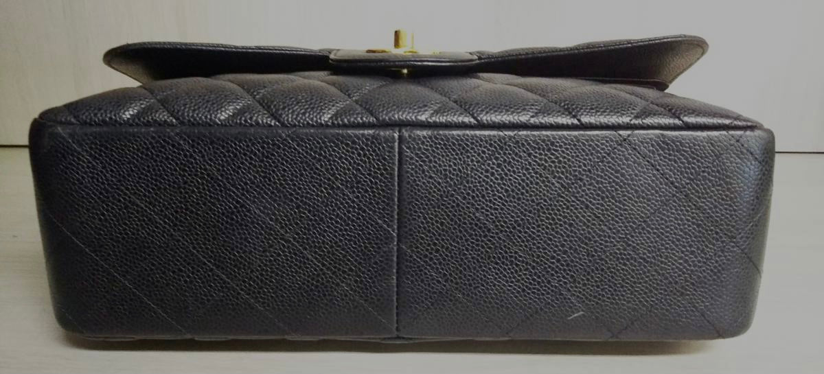 CHANEL Black Caviar Gold Hardware Jumbo 30cm Double Flap Bag