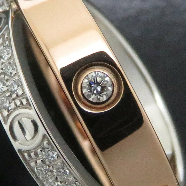 Cartier Double Diamond Love Ring 18KT White & Rose Gold Sz #50/ 5