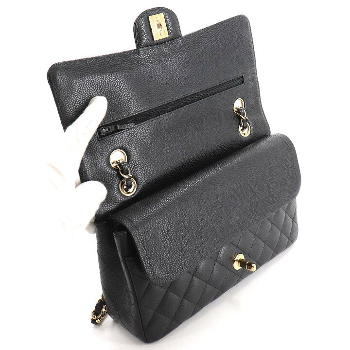 CHANEL Caviar Medium Gold Hardware Double Flap Bag