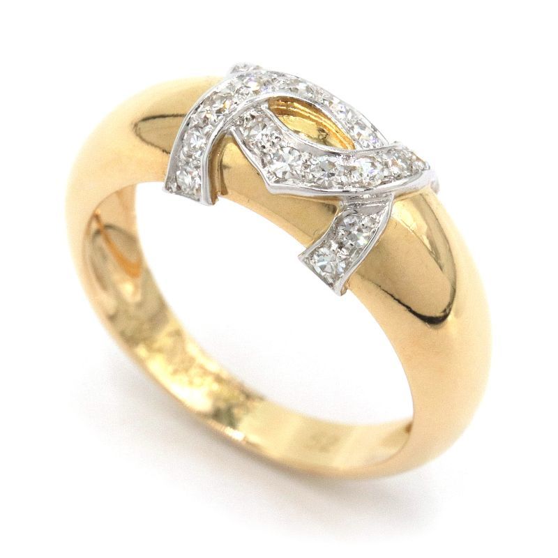 Vintage RARE Cartier 2C de Cartier Logo 18KT Ring Sz 6