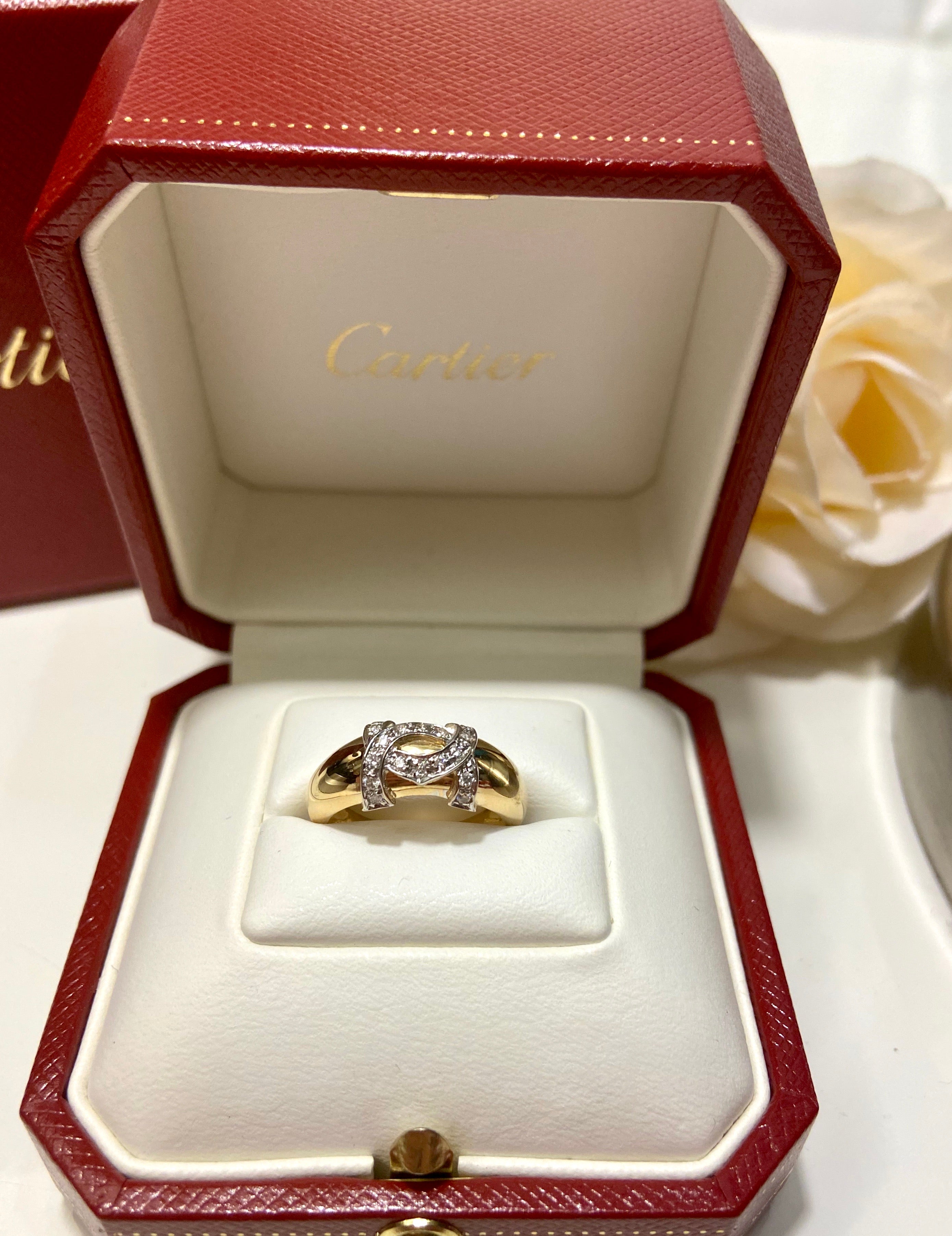 Vintage RARE Cartier 2C de Cartier Logo 18KT Ring Sz 6