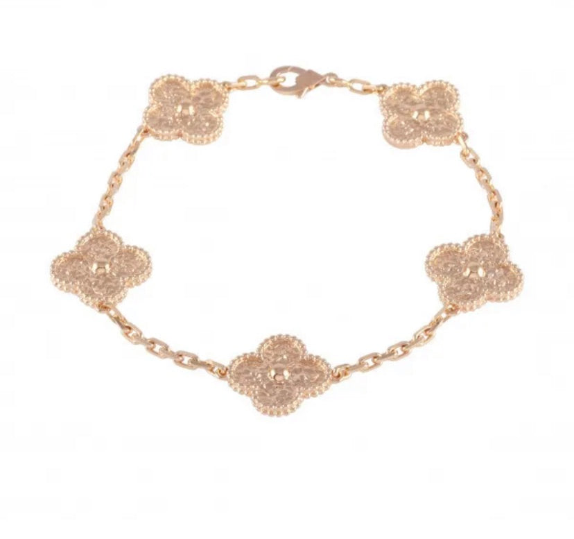 Van Cleef & Arpels Rose Gold Vintage Alhambra 5-Motif Bracelet