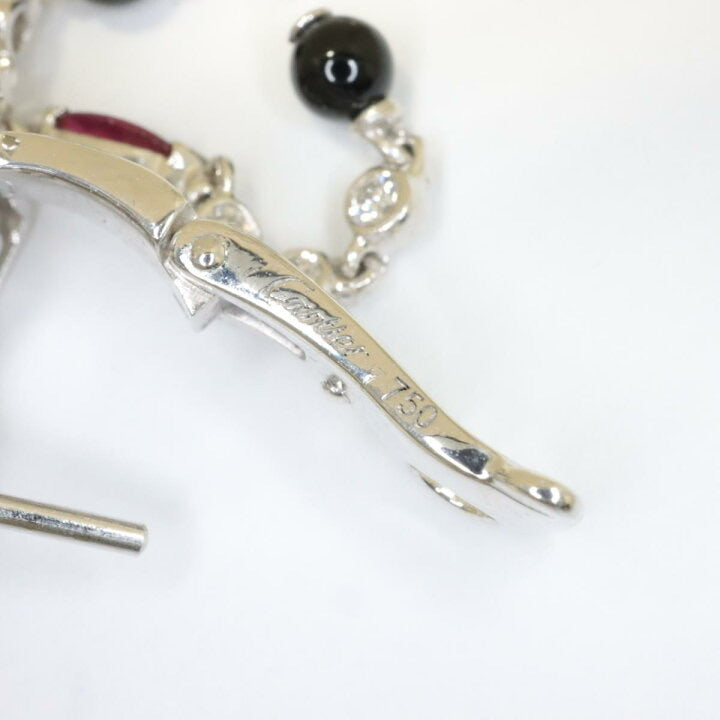 Rare Cartier Du Dragon Diamond Ruby Onyx Dangle Earrings