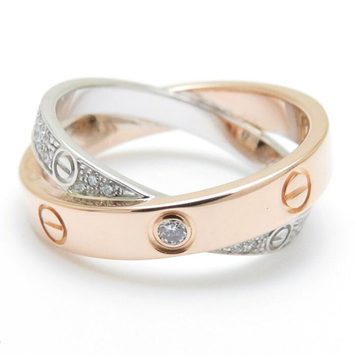 Cartier Double Diamond Love Ring 18KT White & Rose Gold Sz #50/ 5