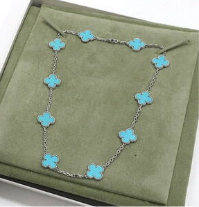 Van Cleef & Arpels Turquoise Vintage Alhambra 18KT White Gold Necklace