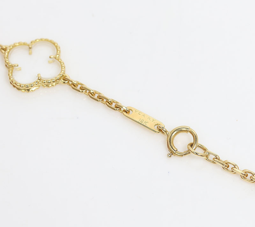 Van Cleef & Arpels Rock Crystal Vintage Alhambra 18KT Yellow Gold Necklace