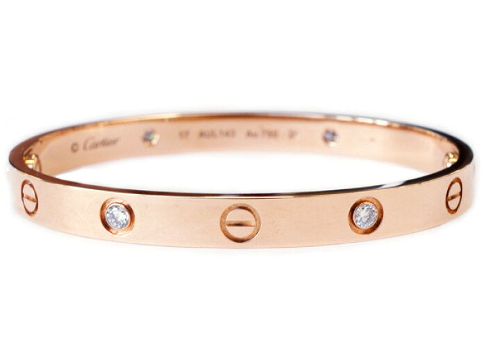 Cartier 4P Half Diamond 18KT Rose Gold #17 Love Bracelet