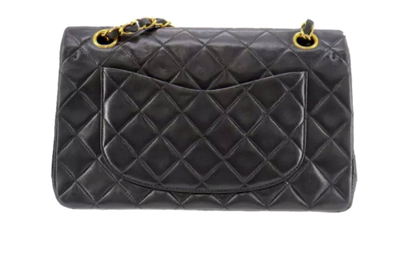 CHANEL Black Lambskin GHW Double Flap Bag
