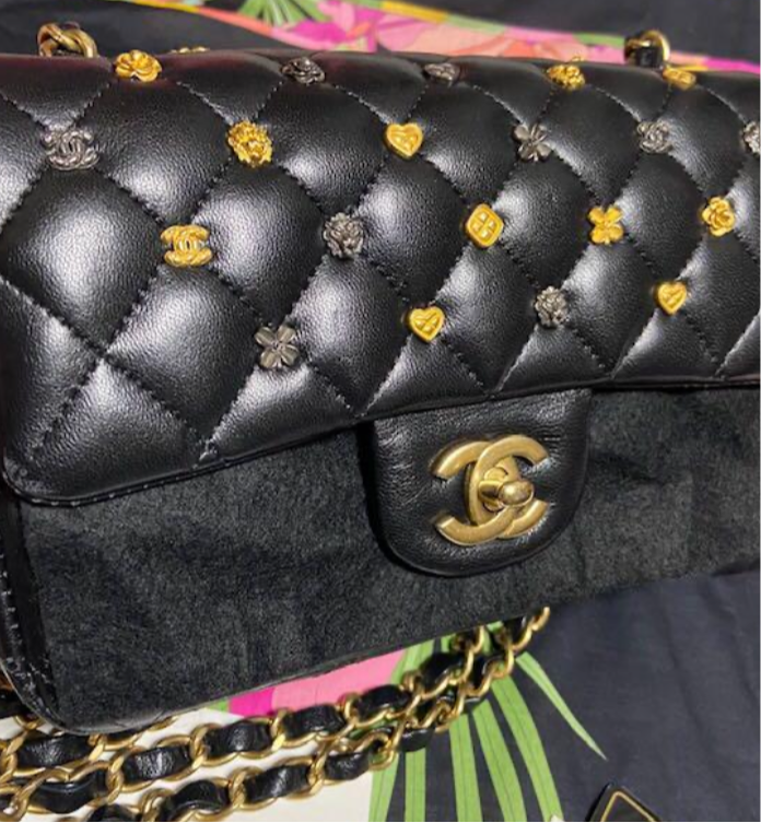 CHANEL Black Lambskin Lucky Charm Embellished Classic Flap Bag