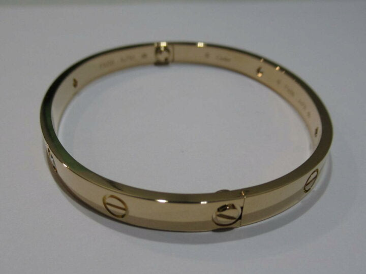 Cartier 4 Diamond 18KT Rose Gold Love Bracelet, Size 19 W/ Cert