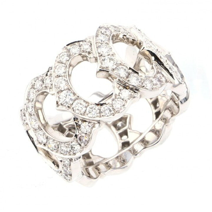 Cartier C de Cartier Entrelaces Full Diamond-Paved White Gold Ring Size 6.5