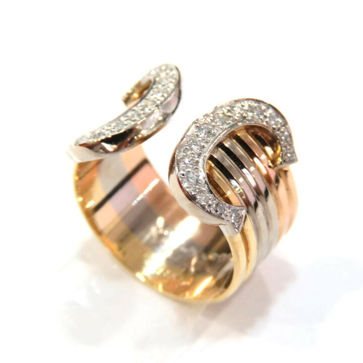 Cartier 2C Diamond Wide Trinity 18Kt Gold Ring