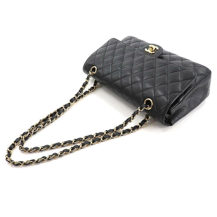 CHANEL Caviar Medium Gold Hardware Double Flap Bag